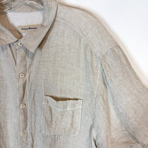 Tommy Bahama Linen Shirt Short Sleeve Neutral Beige Beachy XL - Picture 3 of 10